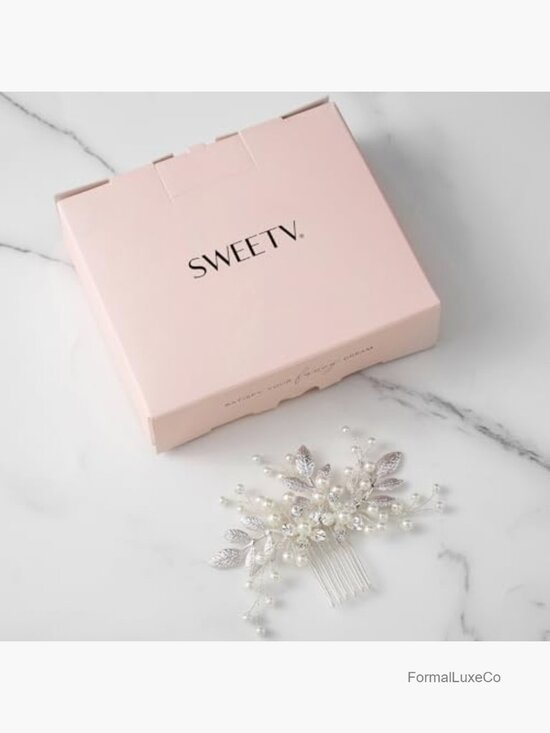 Bendable Pearl Crystal Hair Comb Leaf Wedding Hairpiece